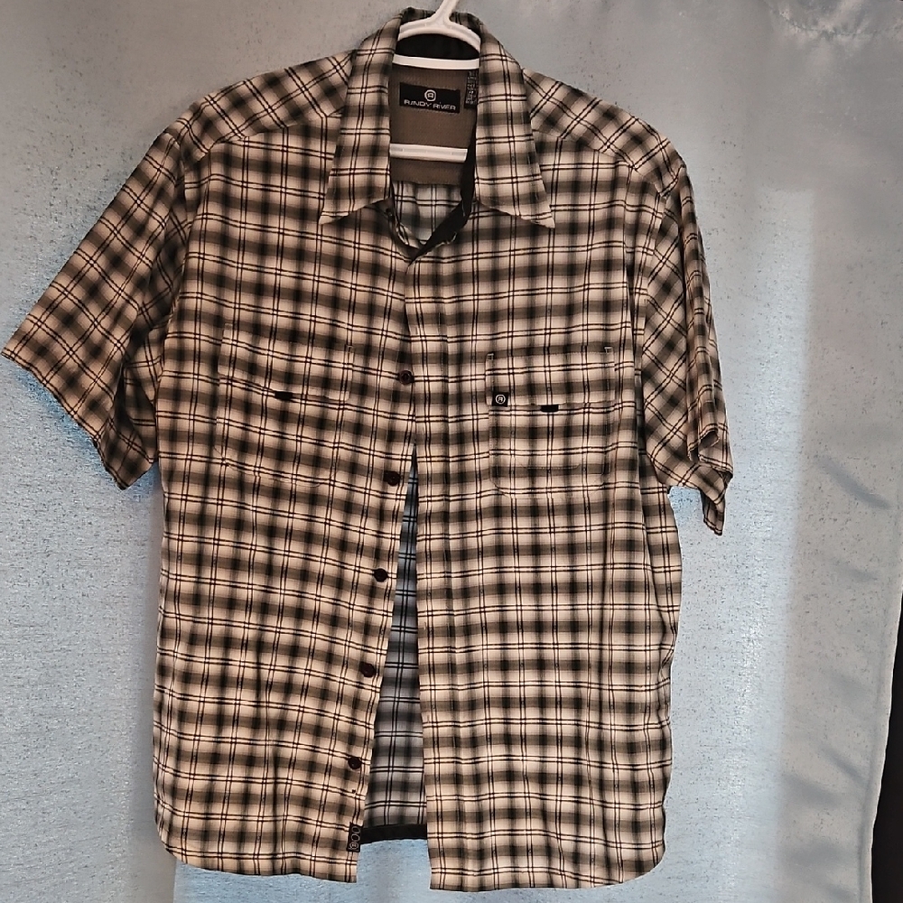 Randy River Classic Black and‎ Cream Plaid Button-Down Shirt